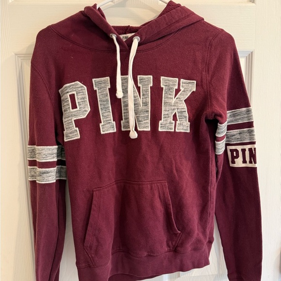 PINK Victoria's Secret Burgundy Hoodie Sweater - Picture 1 of 3